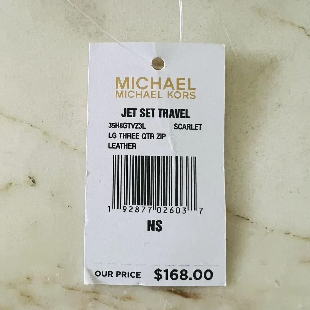 MICHAEL KORS Jet Set Travel Scarlet Leather Three Quarter Zip Continental Wallet - Picture 8 of 8